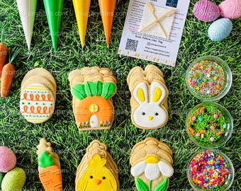Easter Cookie Decorating Kit, DIY Spring Sugar Cookie Decorating Kit, **INCLUDES 24 ITEMS**, (Large Cookies)… with Deluxe Sprinkles!!!