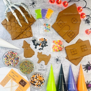 Halloween Haunted House Cookie Decorating Kit, (Large Cookies), ***INCLUDES 35 ITEMS***With 5 Icing Bags & 16 different Deluxe Sprinkles!