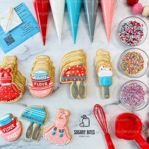 Kit de décoration de biscuits sur le thème de la pâtisserie, kit de biscuits au sucre à faire soi-même, **INCLUT 24 ARTICLES**, (gros biscuits)… avec des paillettes de luxe !!!
