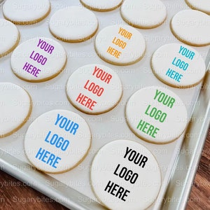 Edible Photo Cookie, Set of 12 Personalized Edible Logo Cookies, Customizable Printed Vanilla Sugar Cookie, Highly Detailed Edible Image!