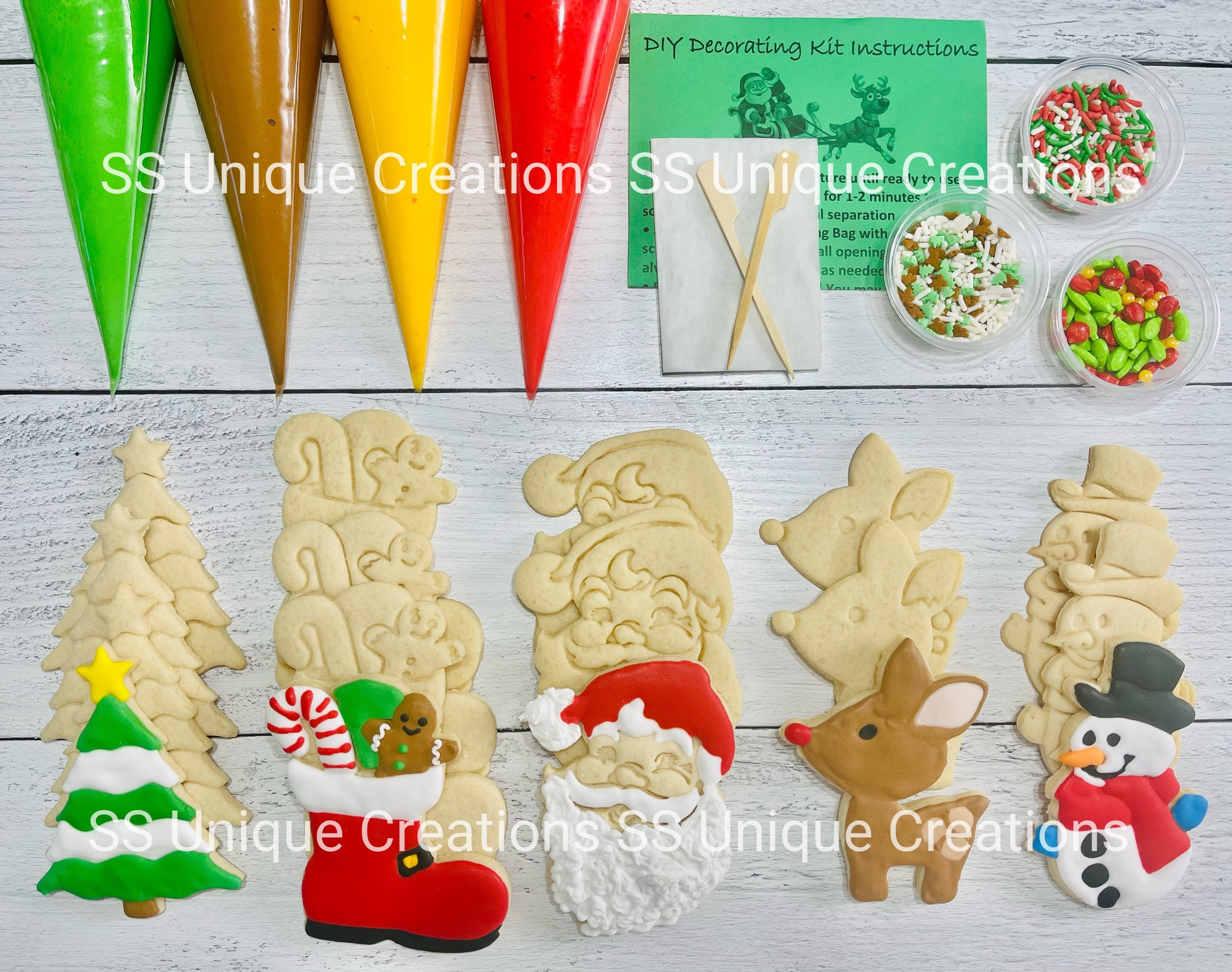 Christmas Cookie Decorating Kit, Large Cookies, Icing & Sprinkles - Etsy