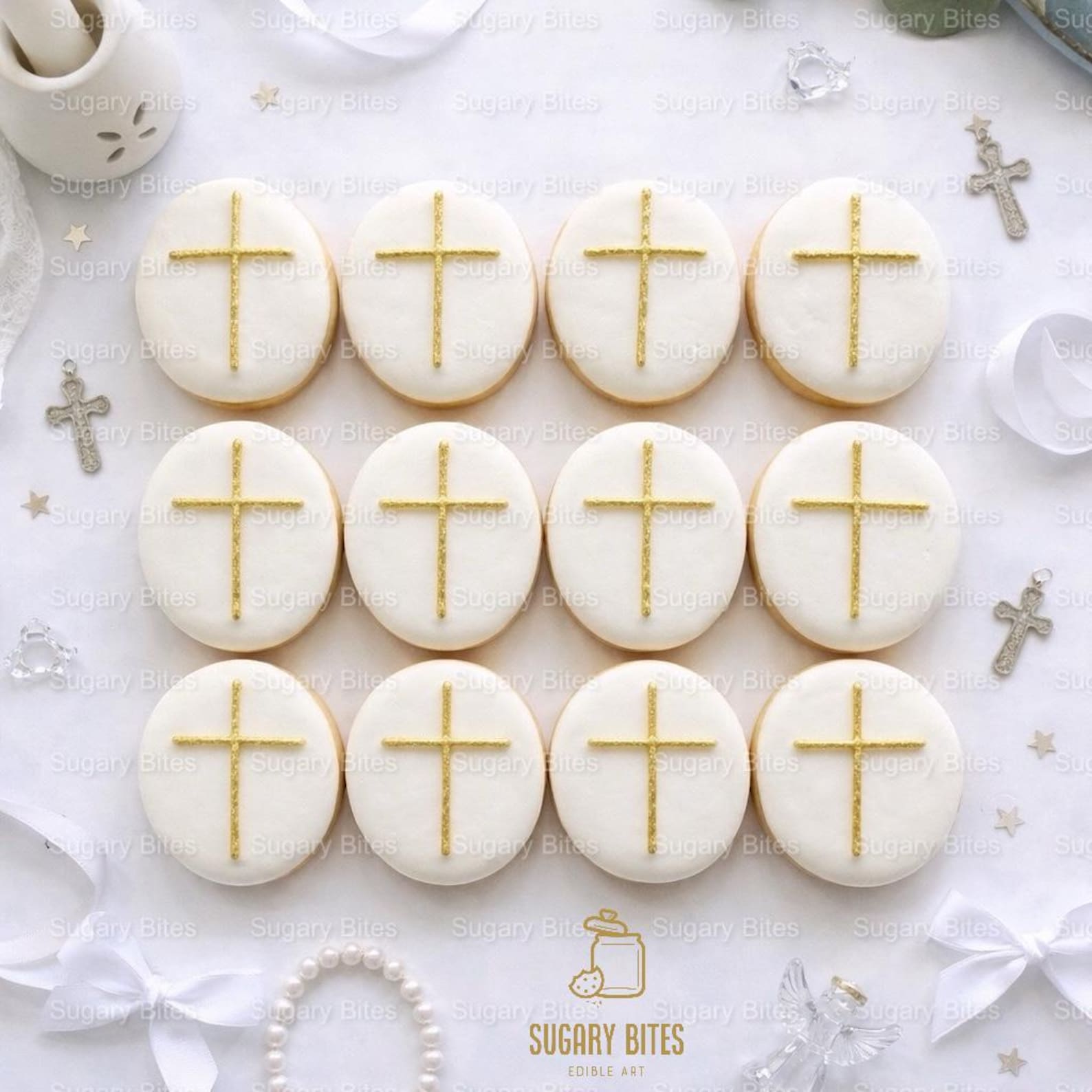 First Communion Cookies – Baptism Cookies – Christening Cross Sugar ...