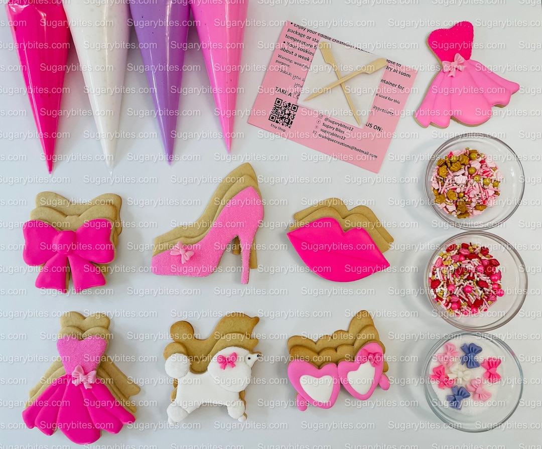 Pink Cookie Decorating Kit, Doll DIY Sugar Cookie Decorating Kit