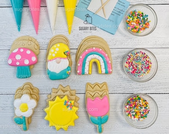 Kit para decorar galletas de verano, kit para decorar galletas de azúcar de primavera, **INCLUYE 24 ARTÍCULOS**, (galletas grandes) … ¡Con 4 mangas de glaseado!
