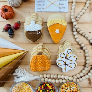 Fall Cookie Decorating Kit,Thanksgiving DIY cookie kit **INCLUDES 24 ITEMS*** Zoom Party Favors, Assorted Shaped Cookie Kit, (Large Cookies)