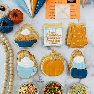 Fall Cookie Decorating Kit, Thanksgiving DIY  Cookie Kit  **INCLUDES 25 ITEMS** Zoom Party Favors, (Large Cookies)