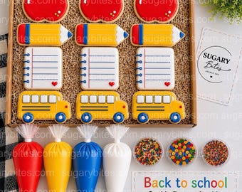 Back to School Cookie Decorating Kit | DIY Cookie Kit | 24-Piece Cookie Decorating Set | Classroom Activity | Teacher Gift | Large Cookies