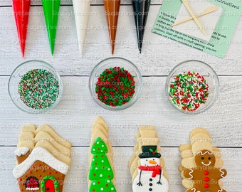 Christmas Cookie Decorating Kit, Christmas DIY Cookie Kit, (Large Cookies), ***INCLUDES 25 ITEMS***  W/ 3 Deluxe Sprinkles and 5 Icing Bags