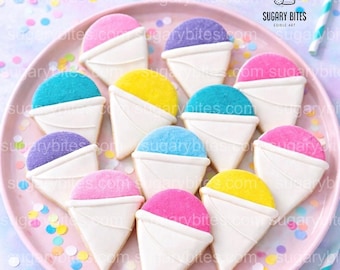 Snow cone cookies | hand decorated sugar cookies | summer party cookies | colorful dessert table | Set 12 of cookies | Pick your color set |