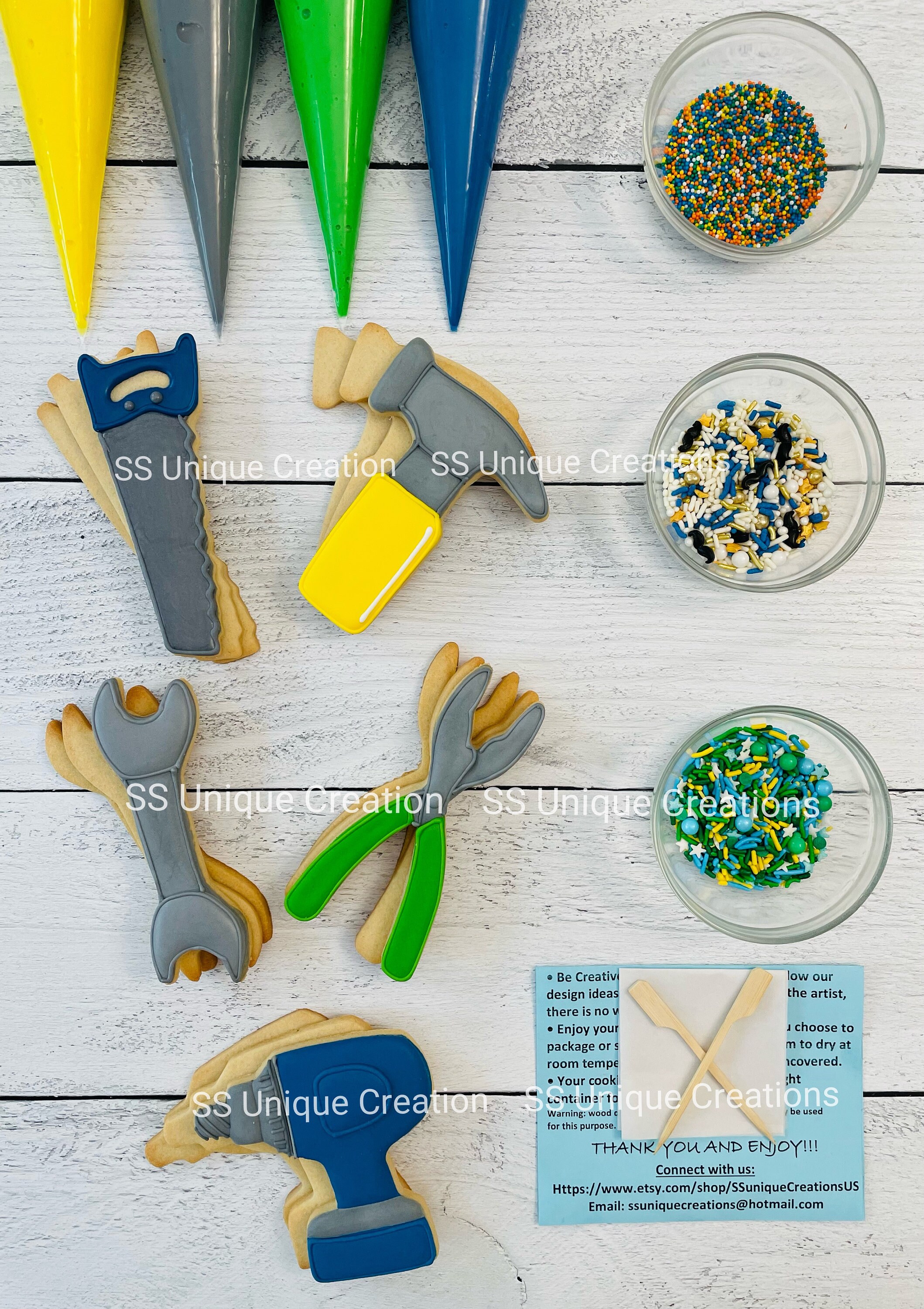Tools Cookie Decorating Kit, DIY Decorating Cookies Kit, (large Cookies