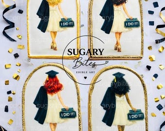 卒業記念クッキー | 卒業記念シュガークッキーギフトボックス | 2026年卒業生向けデザート | 卒業パーティーの記念品 | 手作りデコレーションクッキー12枚入り |