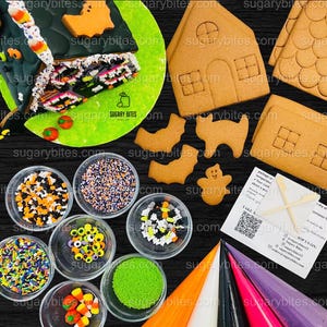 Halloween Haunted House Cookie Kit, (Large Cookies), ***INCLUDES 42 ITEMS***With 5 Icing Bags & 21 different Deluxe Sprinkles and more…