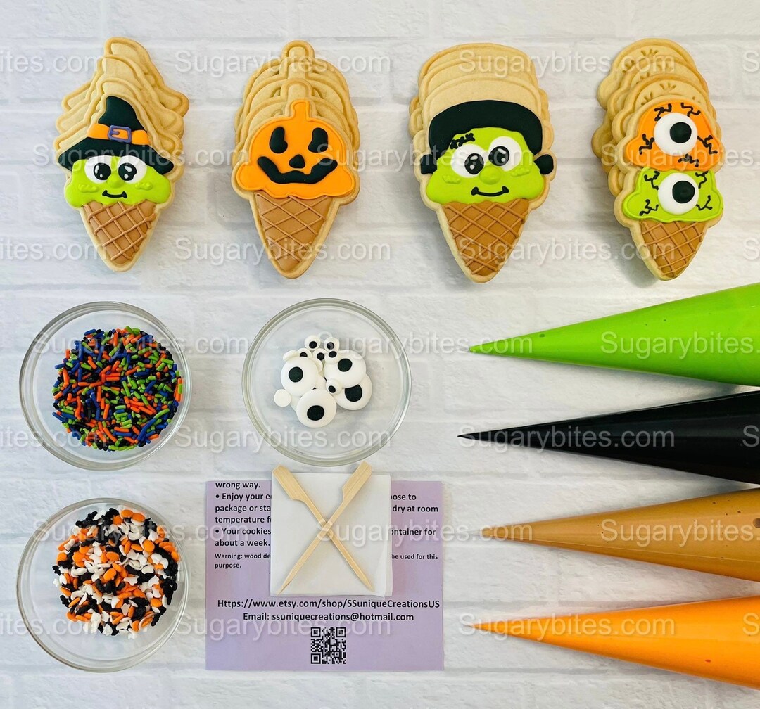 Halloween Cookie Decorating Kit, Halloween DIY Cookie Kit, large Cookies INCLUDES 24 ITEMS With