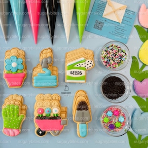 Garten-Plätzchen-Dekorationsset, DIY-Frühlings-Zuckerkeks-Dekorationsset, **ENTHÄLT 24 ODER 26 ARTIKEL** (große Kekse) mit Deluxe-Streuseln!