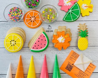 Summer Cookie Decorating Kit, ***INCLUDES 25 ITEMS***** Zoom Party Favors, Assorted Shaped Cookie Kit (Large Cookies) plus Free Bonus!!!