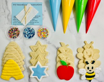 Rosh Hashanah Cookie Decorating Kit, (Large Cookies) ***INCLUDES 24 ITEMS***** Zoom Party, Assorted Shaped Cookie Kit