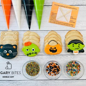 Halloween Cookie Decorating Kit, DIY Cookie Kit, (Large Cookies) ***INCLUDES 24 ITEMS*** With 4 Icing Bags & 3 Deluxe Sprinkle!!