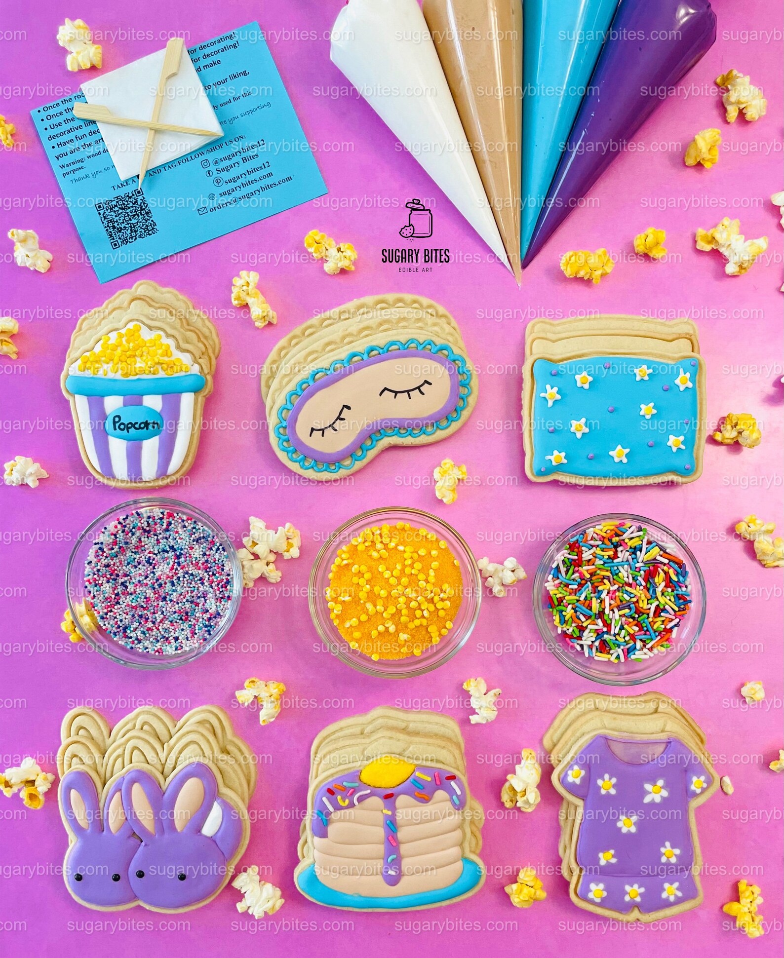 Pajama Party Cookie Decorating Kit, DIY Slumber Sugar Cookie Kit ...