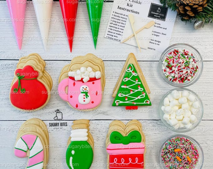 Winter Cookie Decorating Kit, Christmas  DIY Cookie Kit, (Large Cookies) ***INCLUDES 24 ITEMS*** With 4 Icing Bags & 3 Deluxe Sprinkle!!!