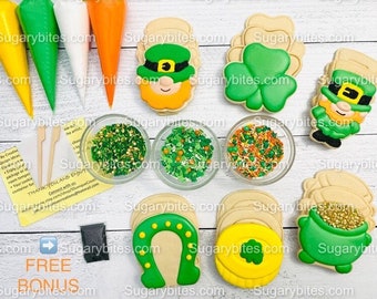 St Patrick’s Day Cookie Decorating Kit, St. Patrick’s Day DIY Cookie Kit, **INCLUDES 24 ITEMS** (Jumbo Cookies), Included Deluxe Sprinkles