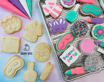 Kit de décoration de biscuits de fête pyjama, kit de biscuits au sucre à faire soi-même, **INCLUT 26 ARTICLES**, (gros biscuits)… avec des paillettes de luxe !!!