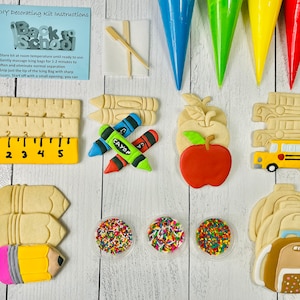 Back to School Cookie Decorating Kit, ***INCLUDES 24 ITEMS*****  (large cookies), birthdays, or occasion!