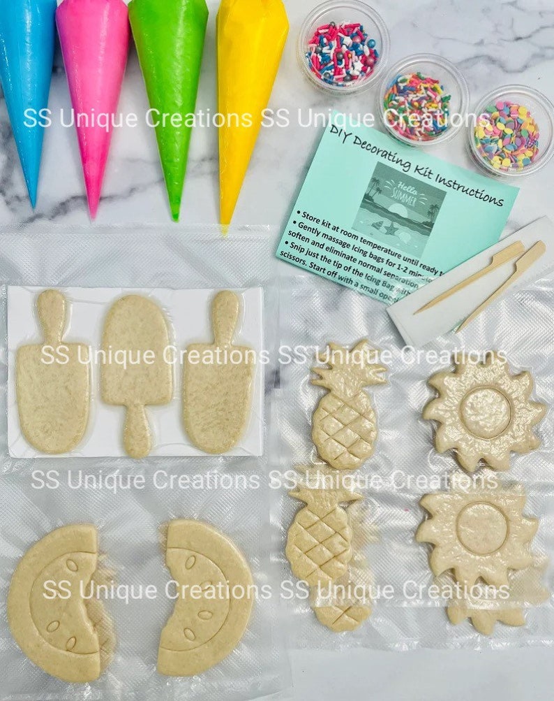 Summer Cookie Decorating Kit, ***INCLUDES 24 ITEMS***** Zoom Party Favors, Assorted Shaped Cookie Kit image 2