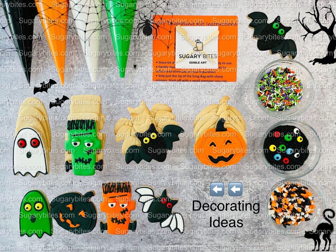 Halloween Cookie Decorating Kit, DIY Cookie Kit, large Cookies INCLUDES
