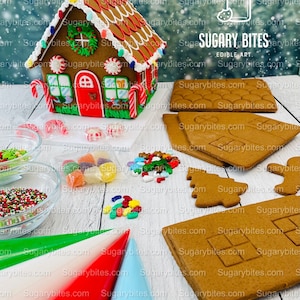 Gingerbread House Cookie Decorating Kit, DIY Cookie Kit, (Large Cookies), ***INCLUDES 30 ITEMS***With 5 Icing Bags & 11 Deluxe Sprinkles