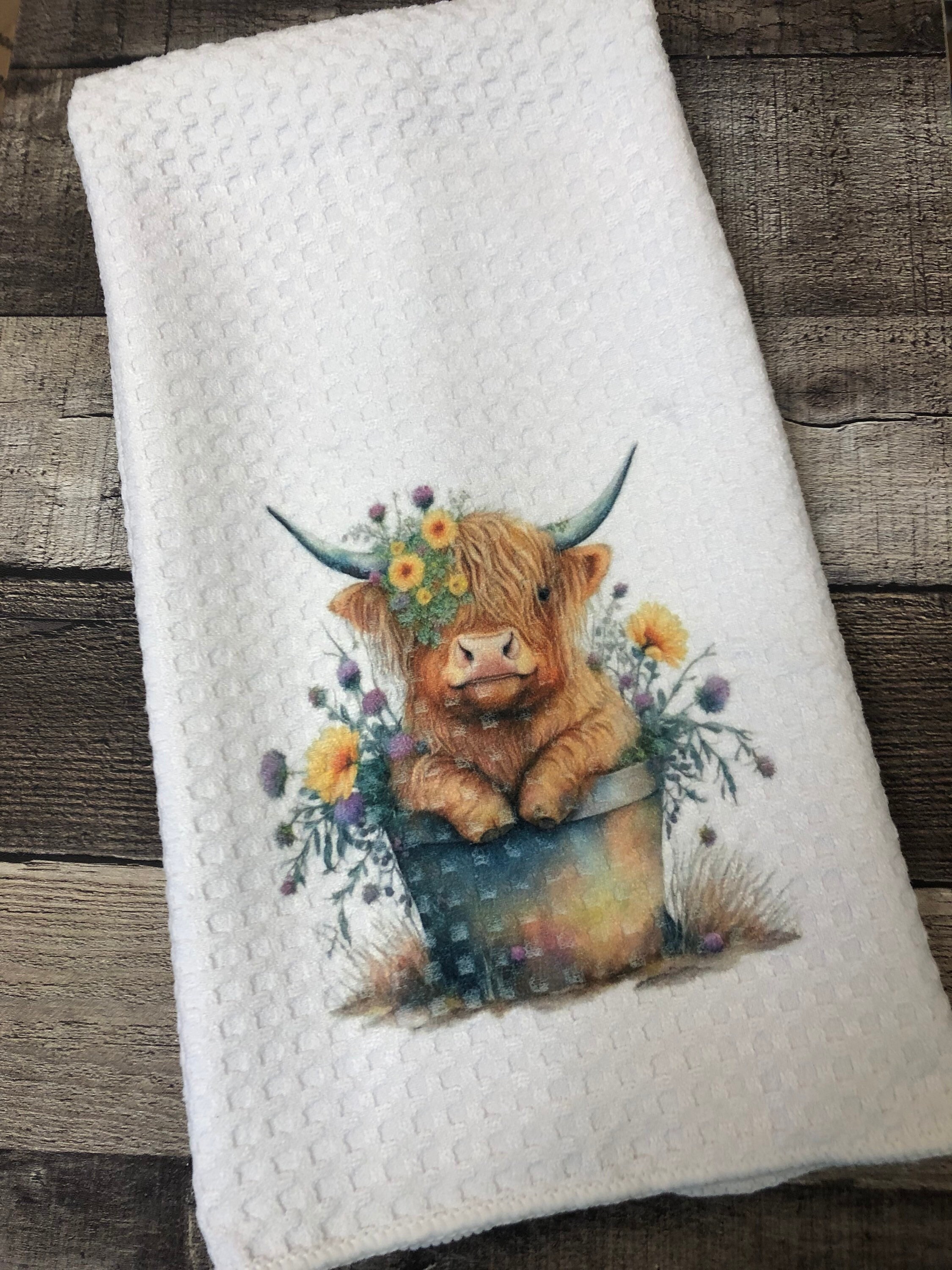 Highland Cow Kitchen Towel Decor Etsy