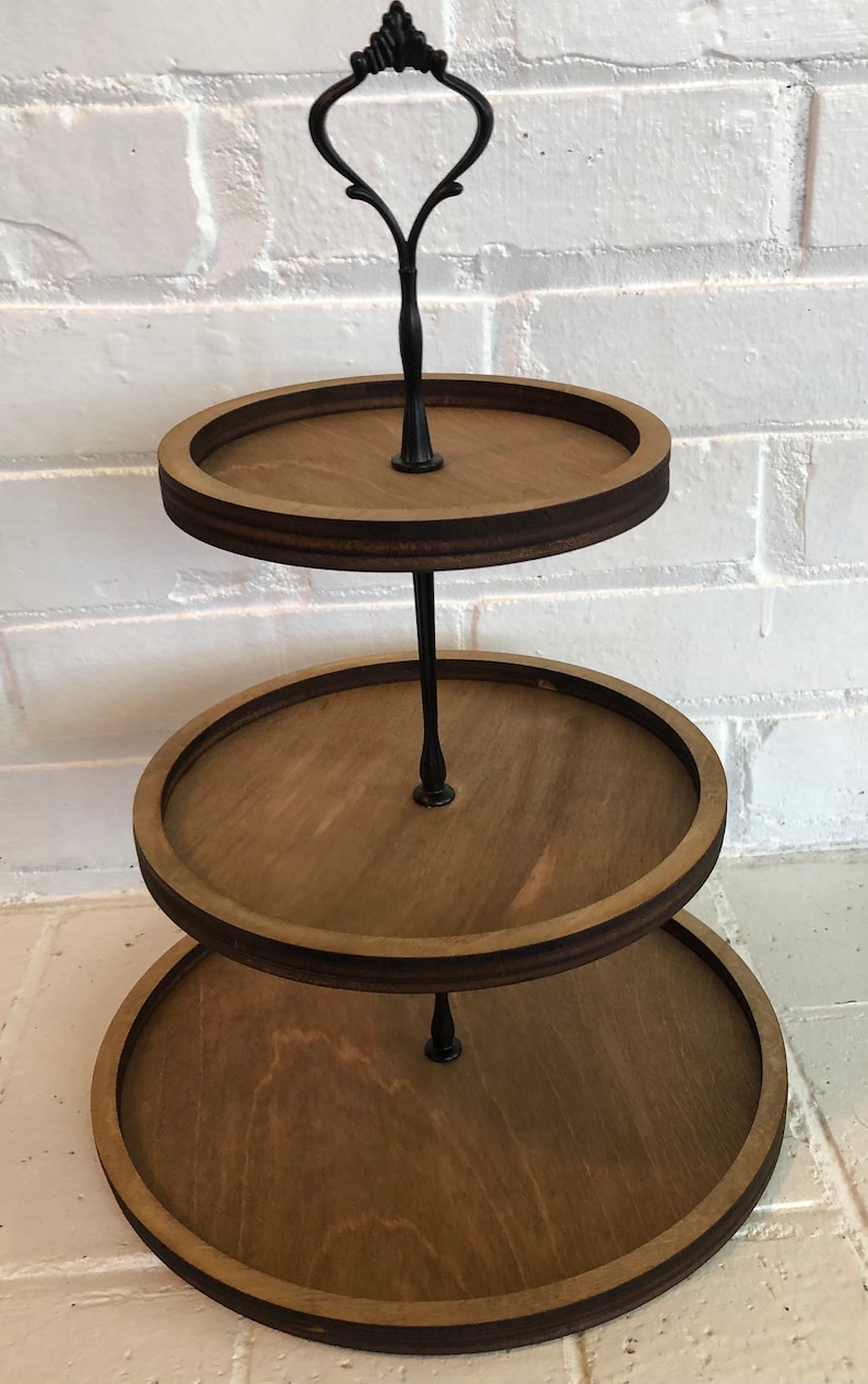 Wooden 3 Tier Tray Stand Decor Etsy