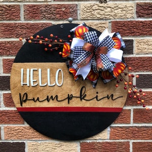 Hello Pumpkin SVG Laser File Doorhanger