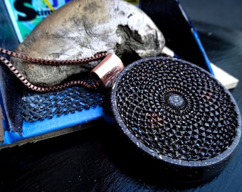 Shungite Orgonite Pendant: Torus Field Vortex, Copper Chain