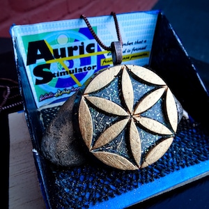 Seed of Life Pendant, Orgonite Pendant, Copper Box Chain.