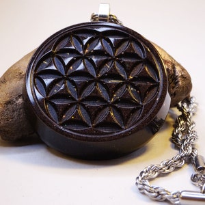 Large Flower of Life Pendant, Orgonite Shungite Pendant, Sacred Geometry Necklace, Stainless Steel Necklace, Waterproof