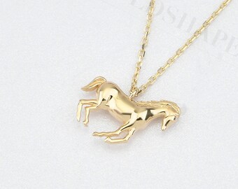 Horse Pendant Necklace Gold Vermeil 