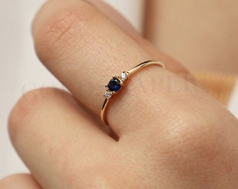 Sapphire Ring, 14K Solid Gold Ring, September Birthstone, Birthday Gift, Gift For Her, Christmas Gift.