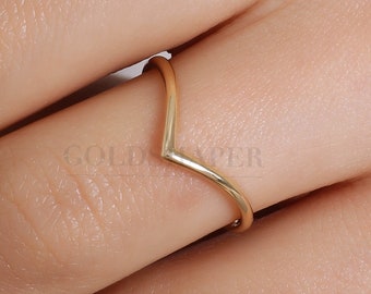 V Ring, 14K Chevron Ring, 14K Solid Gold Ring, İnfinity Ring, Guardian Ring, Birthday Gift, Gift For Her, Christmas Gift.