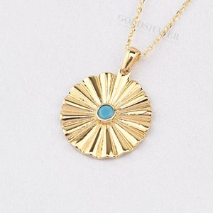 14k Gold Sun Necklace, Solar Celestial Star Sun Necklace, Wedding Gift, Anniversary Gift, Birthday Gift.