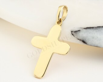 Gold Cross Pendant,14k Gold Cross Necklace, Unisex Jewelry, Religious Jewelry, Christian Gift.