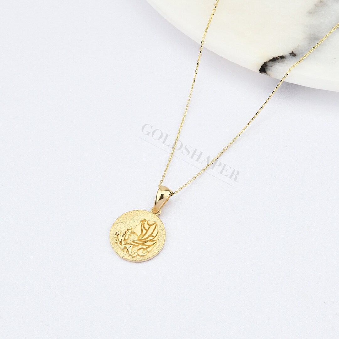 Virgo 14K Gold Necklace 14K Zodiac Pendants Necklaces 14k - Etsy
