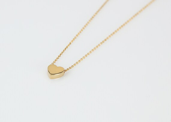 Tiny Heart Necklace 14K Gold Christmas Gift Bridesmaid | Etsy