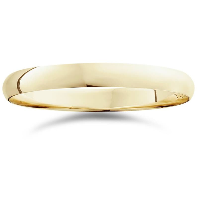 3mm Domed 14K-18K Yellow Gold Wedding Band Ring, Polished Ring, Free Laser Engraving, Comfort Wedding Band Ring. Gold Engagement Ring.