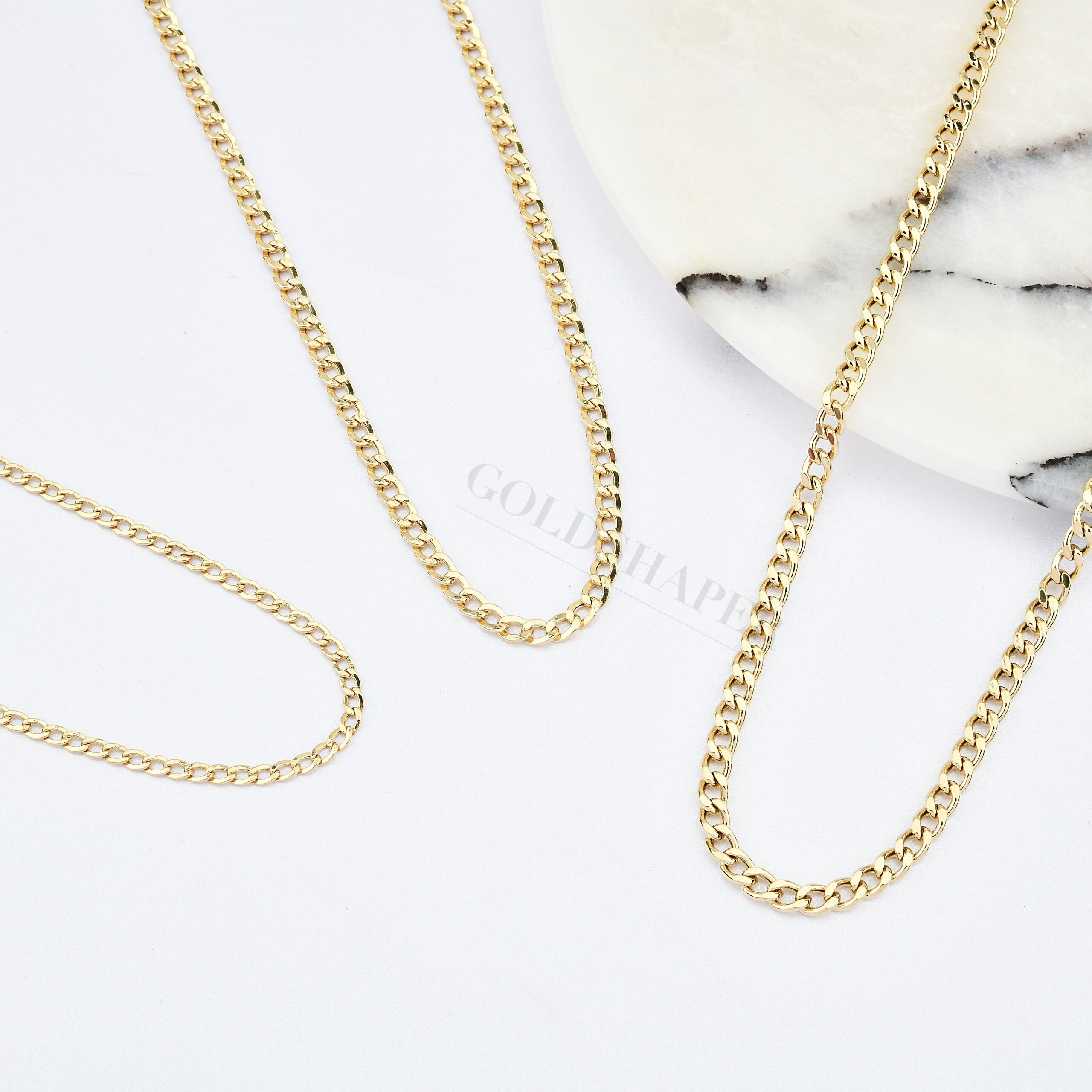14k Real Gold Cuban Link Chain Necklace 
