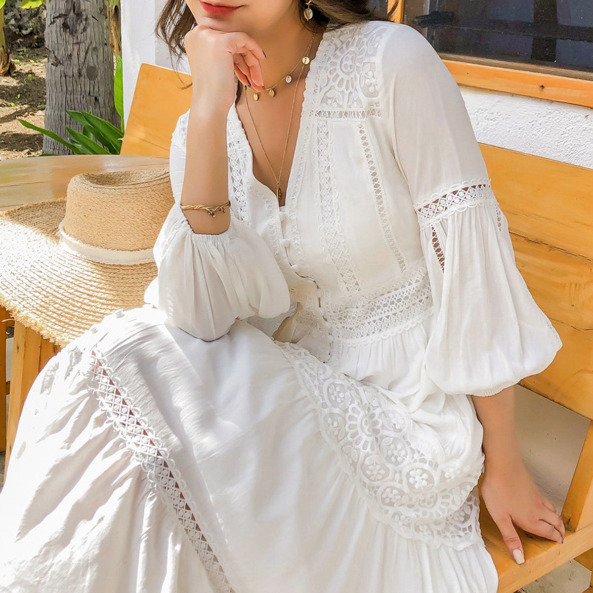 White Maxi Dress Boho - Etsy