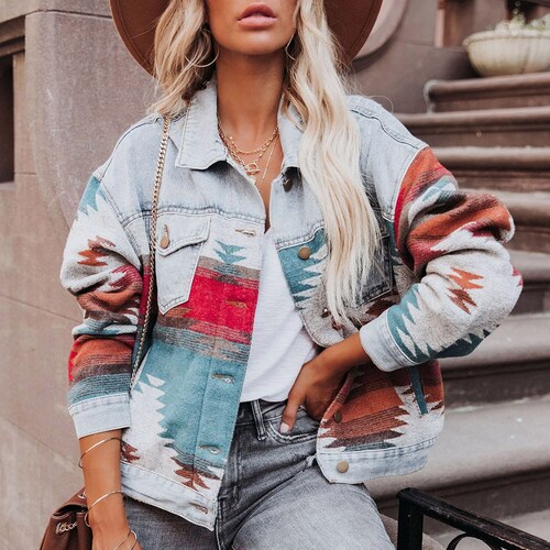 Women Boho Patchwork Jacket Bohemian 