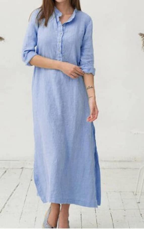 Plus Size Dress Cotton Linen Maxi Dress Summer Dress - Etsy