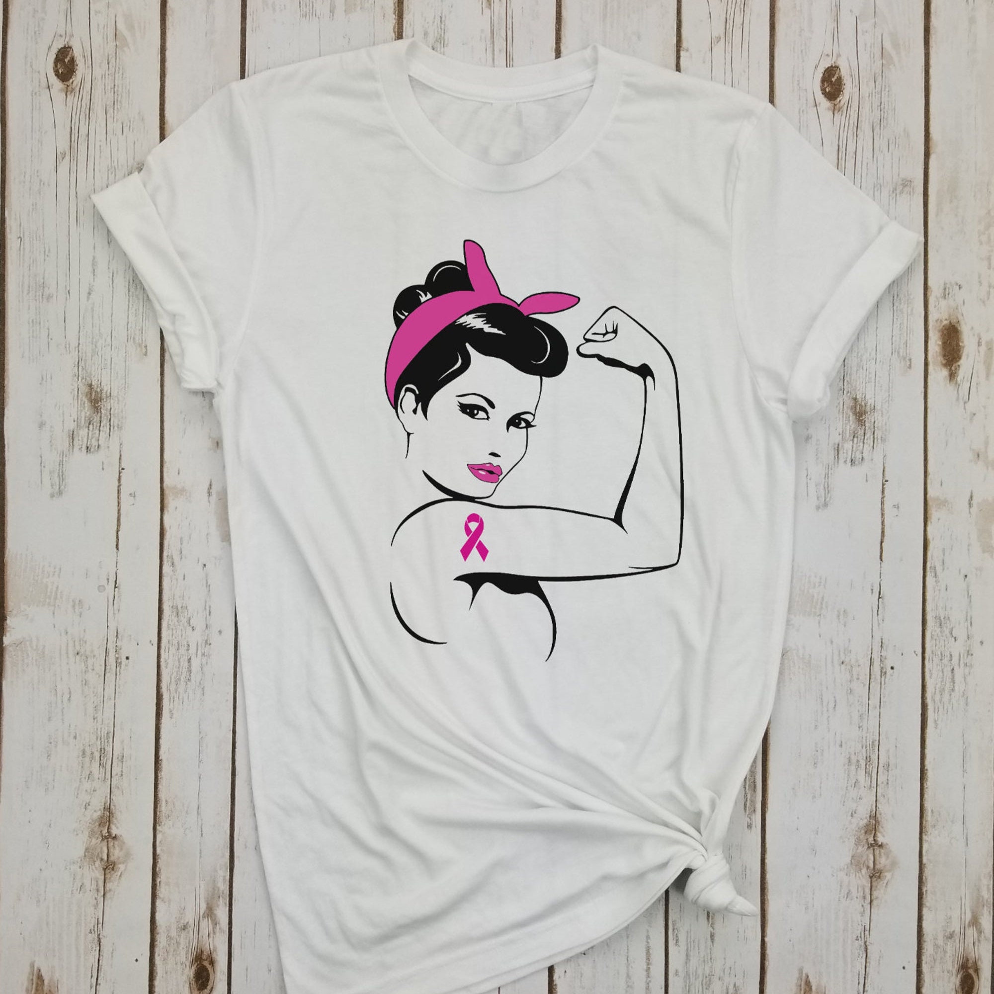 Rosie The Riveter Pink Ribbon Shirt Cancer Awareness Pink | Etsy