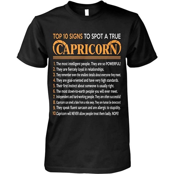 Top 10 Signs to Spot A True Capricorn Funny T-Shirt For Men | Etsy