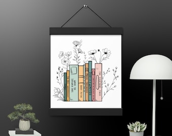 Poster Livres et fleurs pour le primaire, style 1, avec crochets